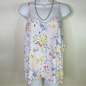Old Navy Top Women’s Pink Floral Multi Colored Adjustable Spaghetti Strap Size M